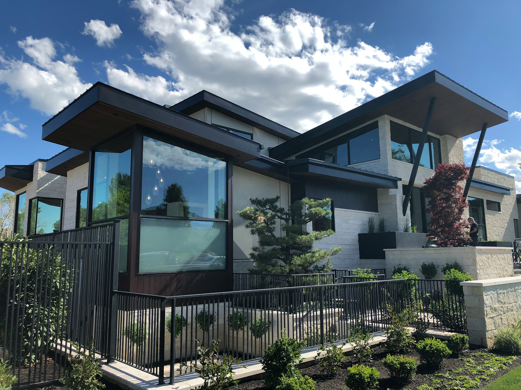 Contemporary home under a blue sky
