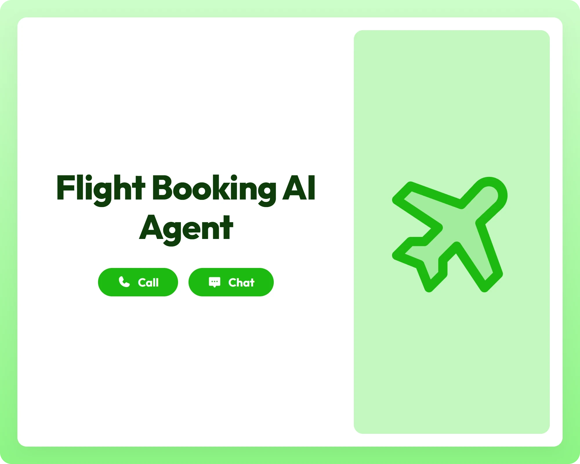 flight booking ai agent with call and chat support and airplane icon for travel assistance