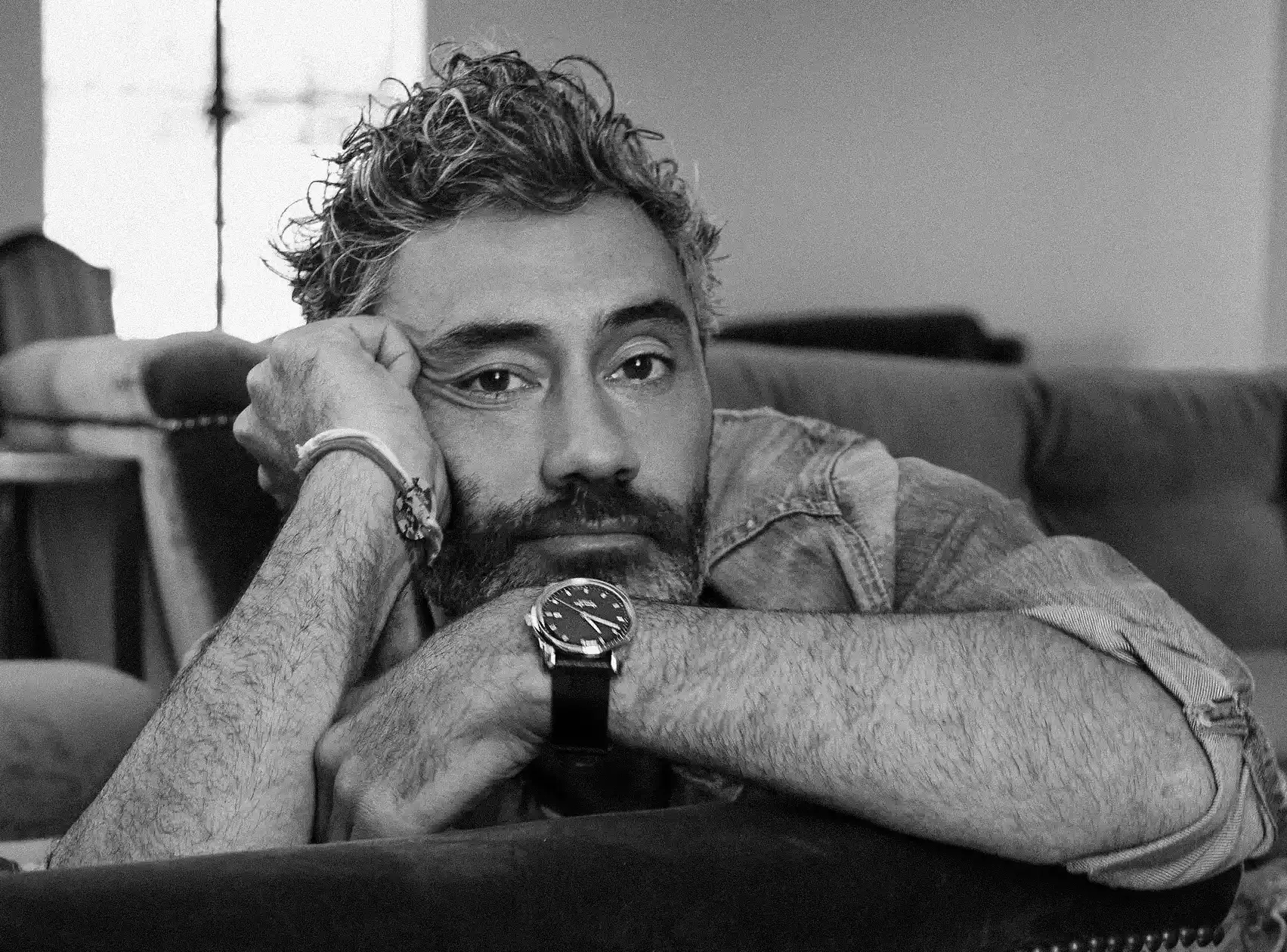 Black and white portrait of creative co-founder Taika Waititi