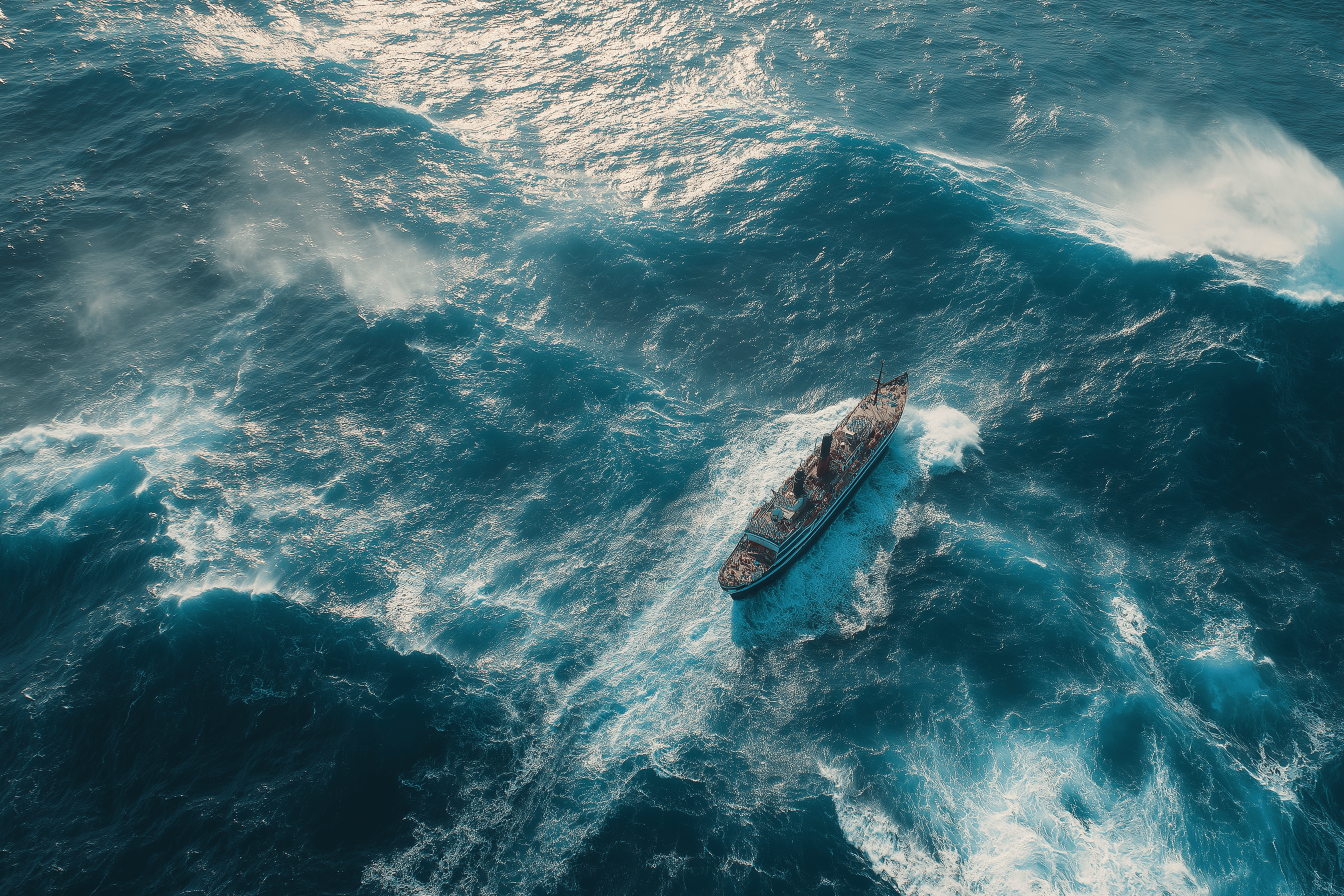 A boat in the middle of the sea