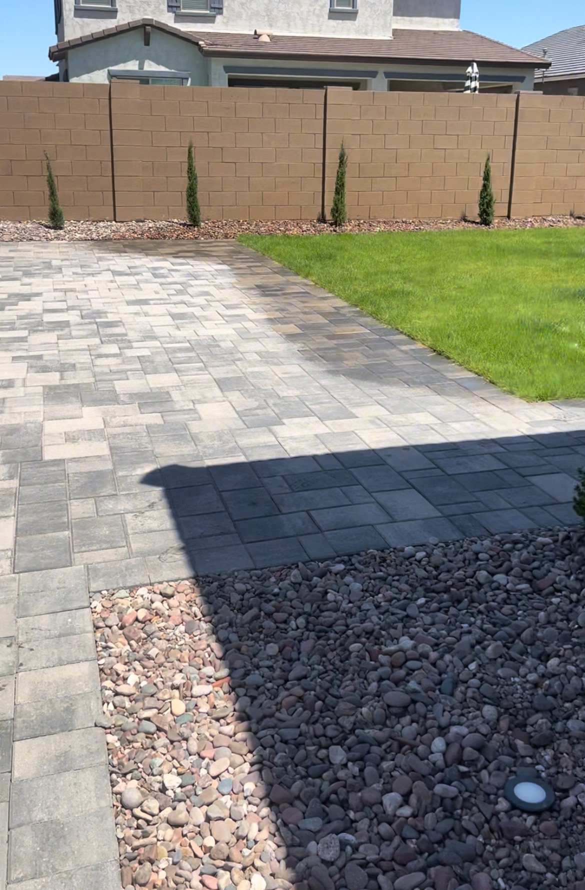 Dry Creek with rip rap and boulders in west richland Washington Front yard landscaping.