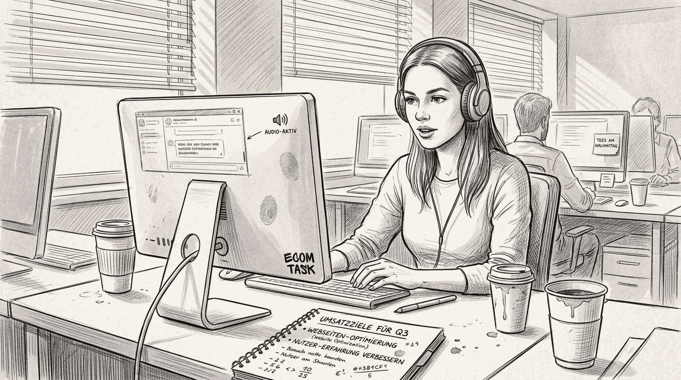 Eine Mitarbeiterin greift für ihre Support-Tätigkeiten auf einen Chatbot zurück.