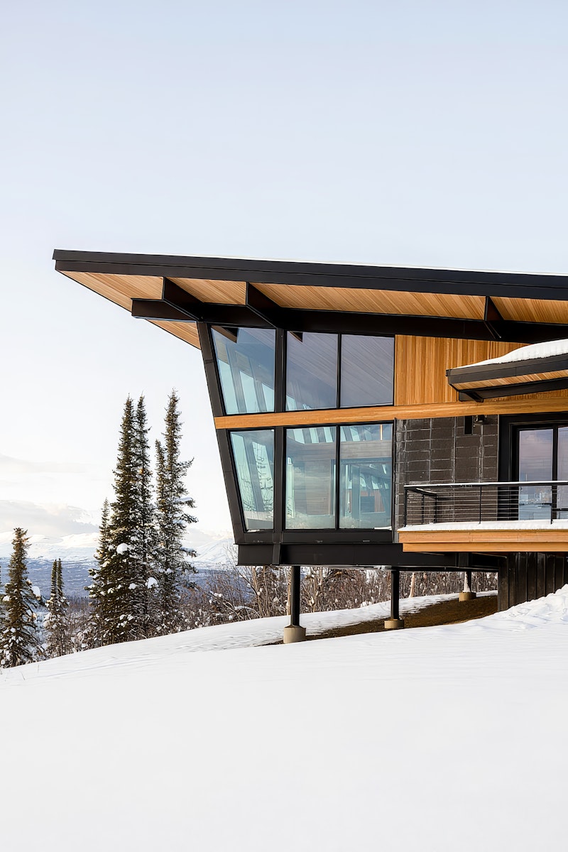 modern house in snowy landscape