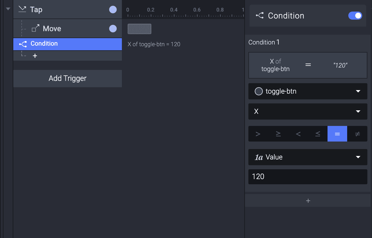 using condition for toggle button