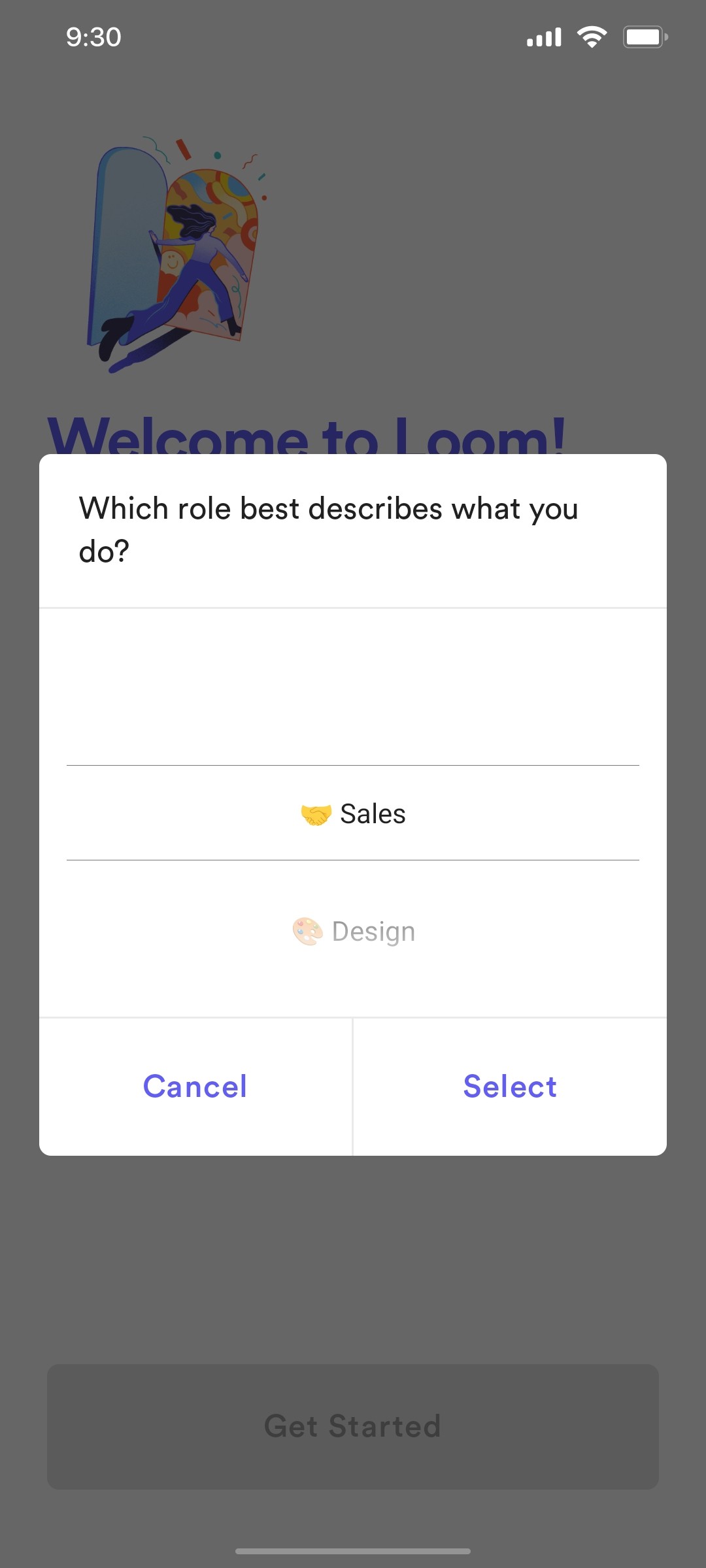 Loom select role screen