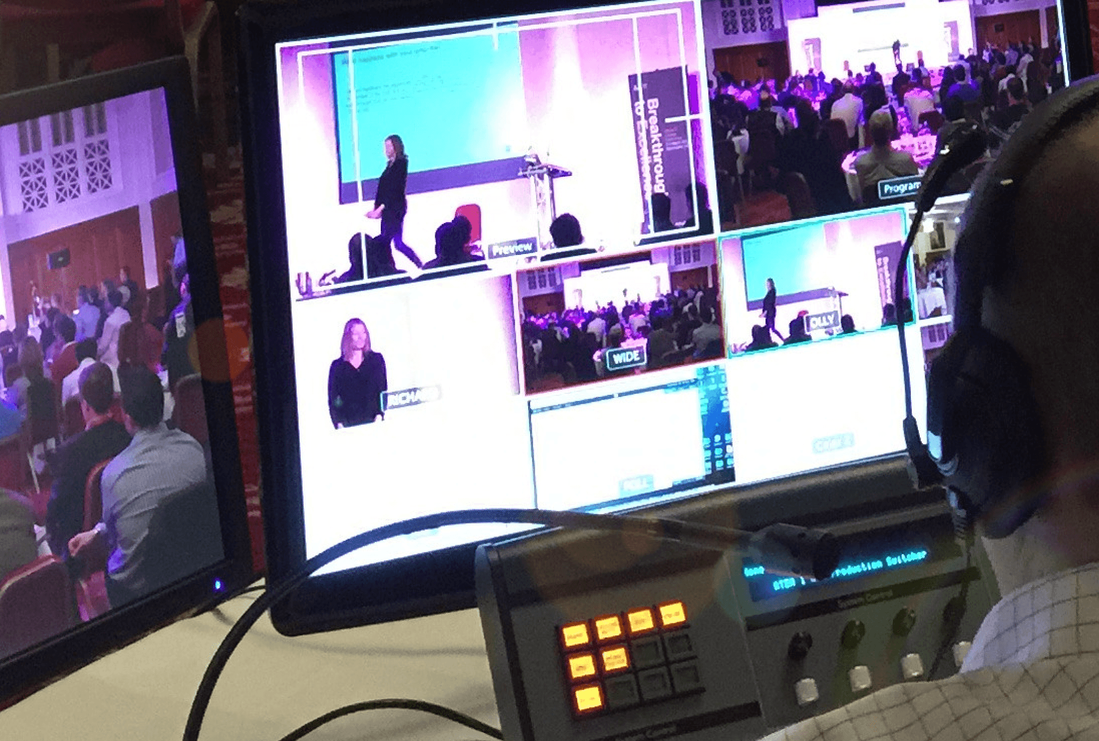 Vision mixer and production agenda for event filming and livestreaming