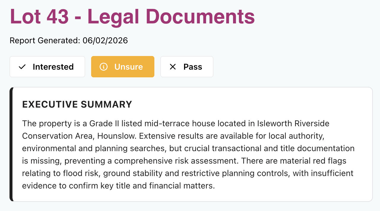 Legal property auction pack review