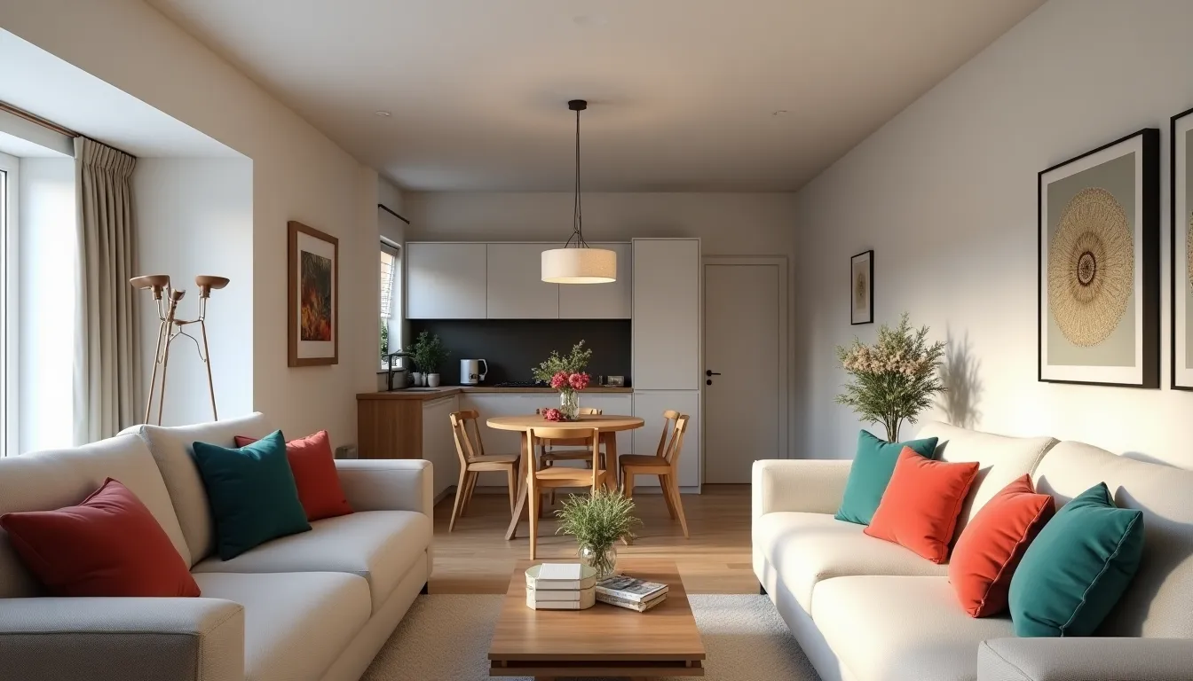 Contemporary apartment living room designed for professional tenant rental property in the UK.