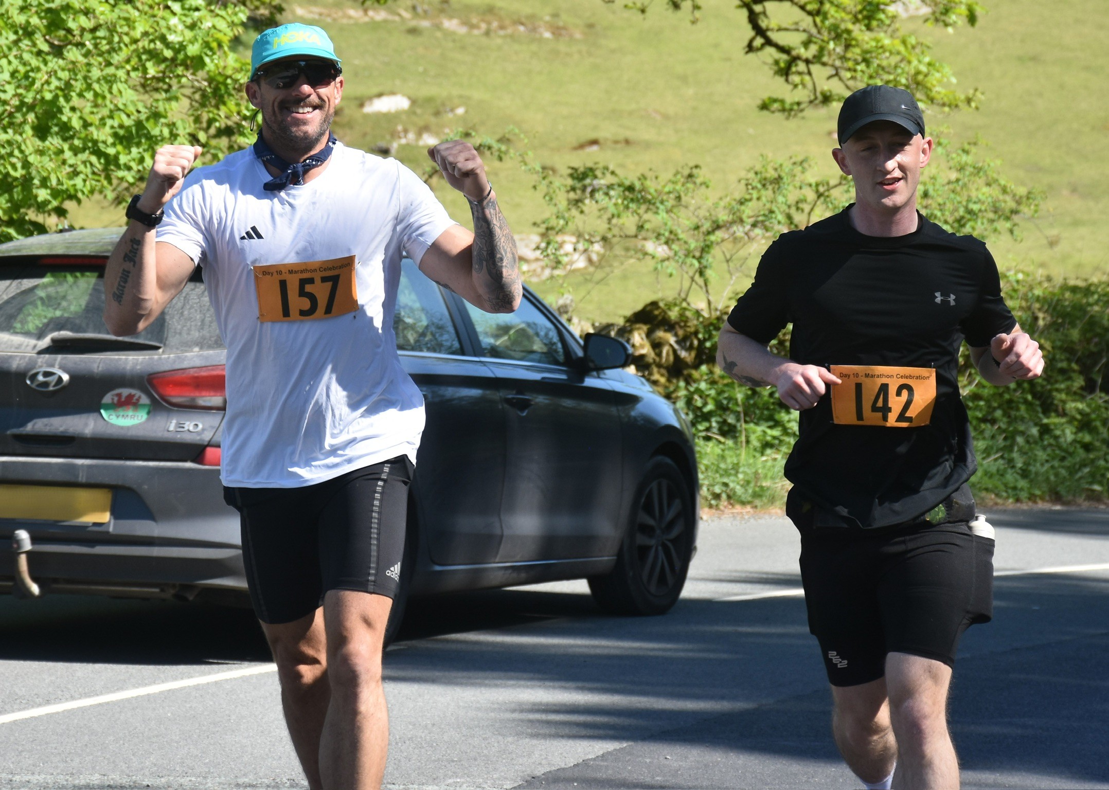 Athlete winning a race