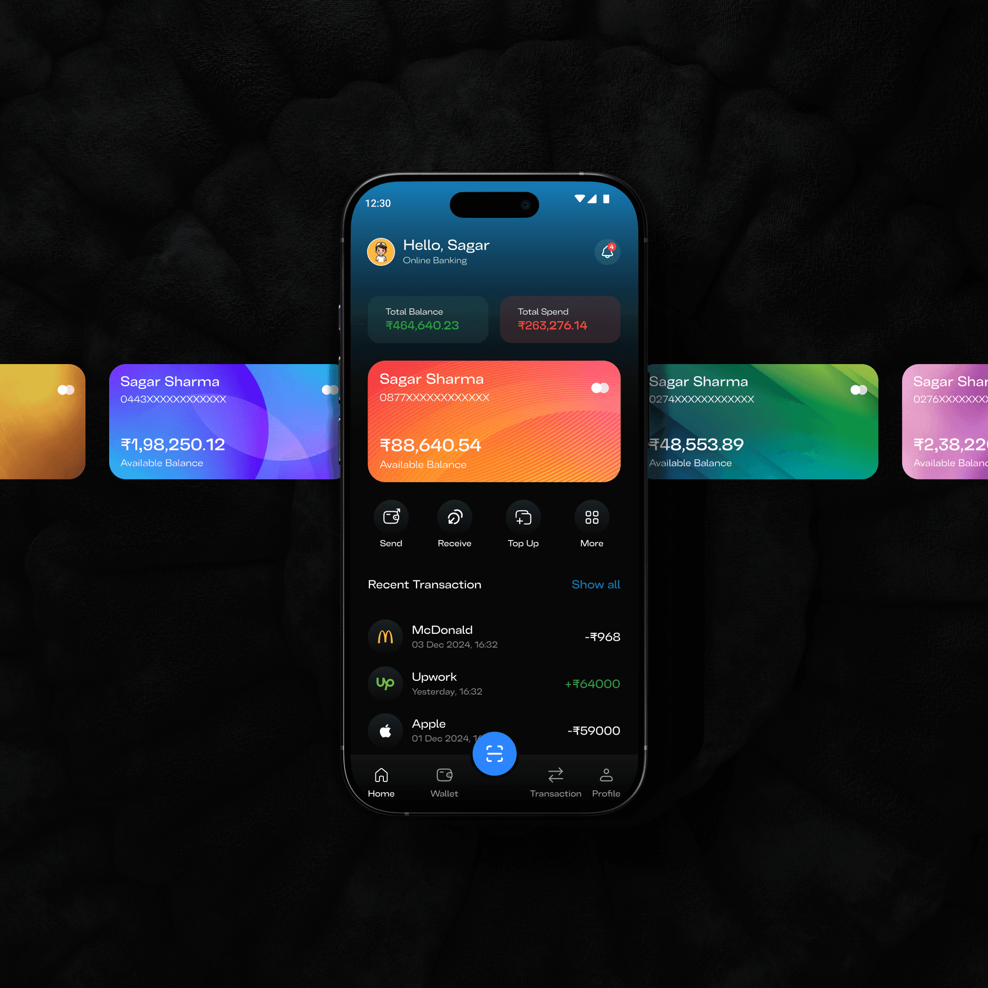 A mock up for Online banking app