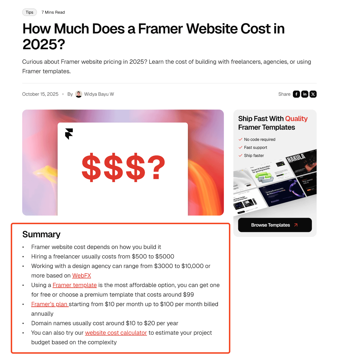 Blog detail highlighting summary