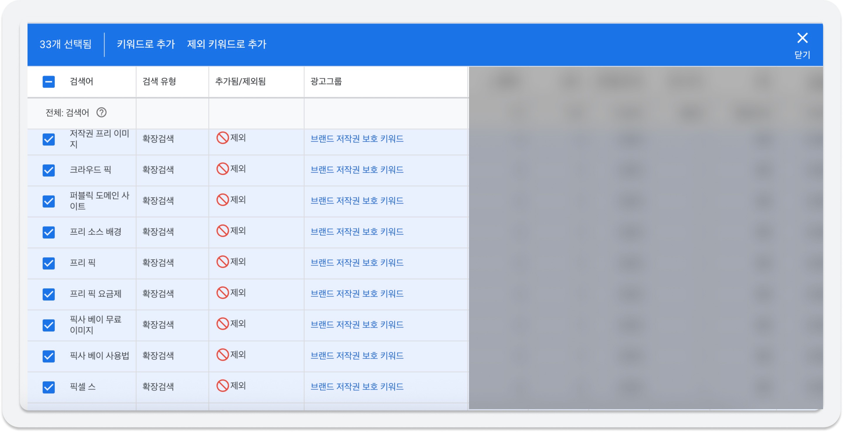 이미지 도용 관련 허수 차단을 위한 제외 키워드 목록 Negative keyword list to filter B2C image search