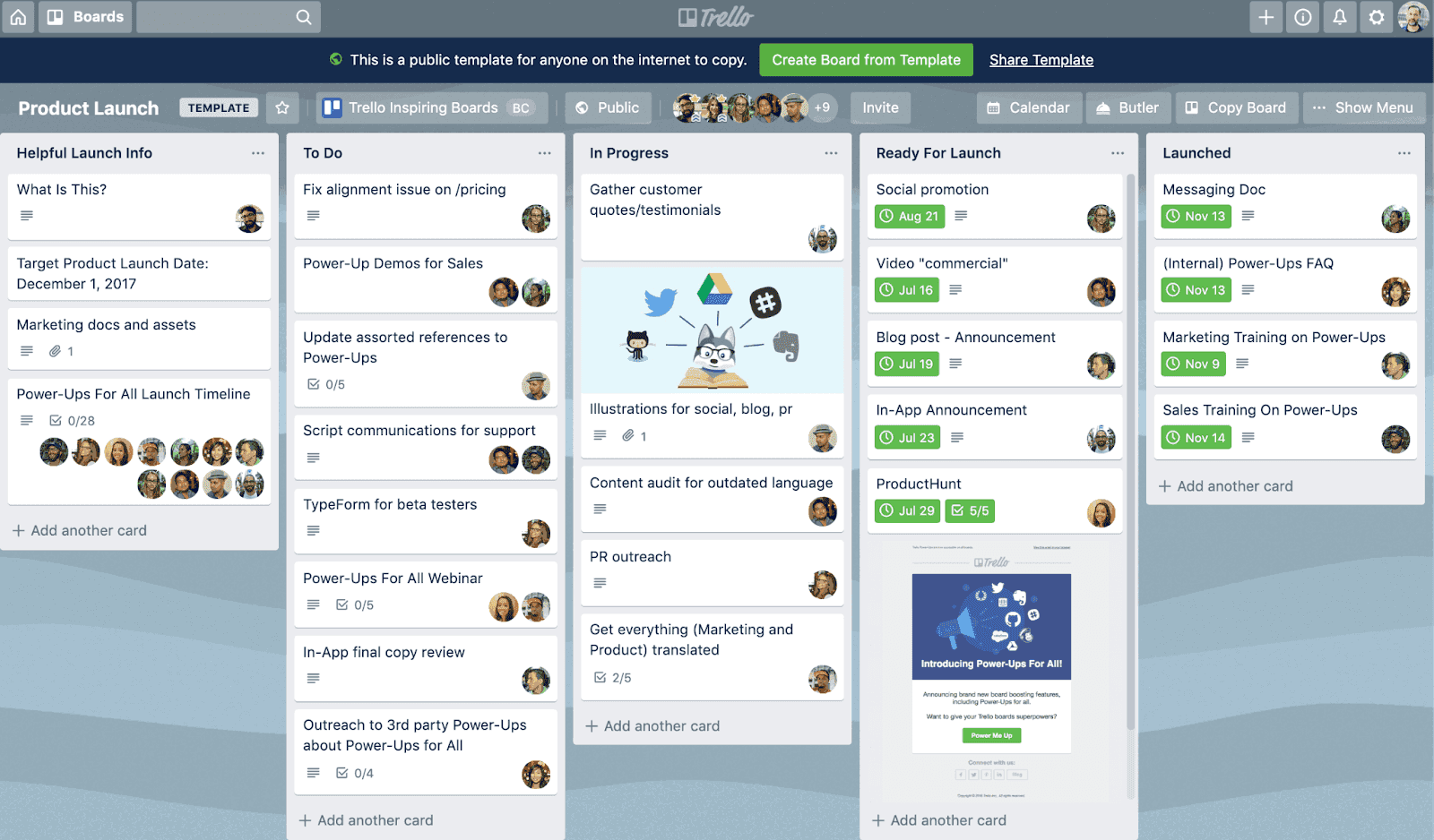 Trello’s interface with boards for organizing tasks