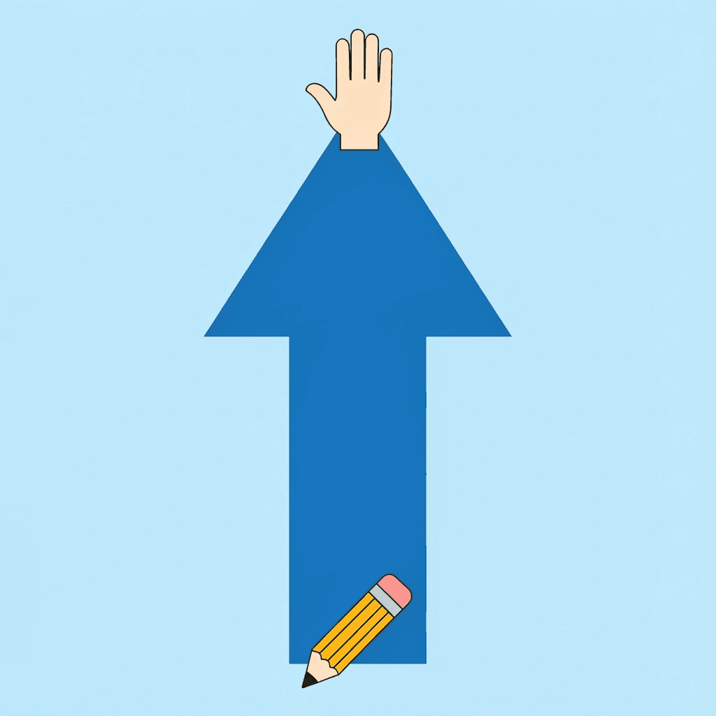 Upward arrow showing progression from worksheet quality to improved fine motor skills and visual processing