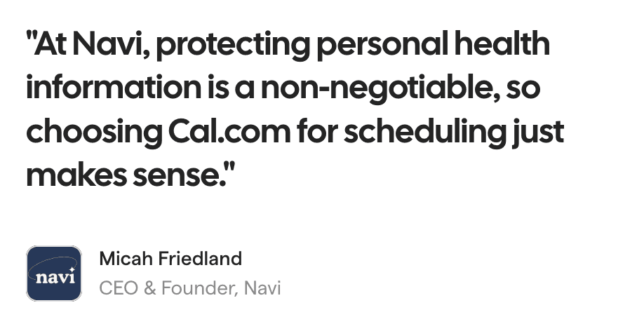 Cal.com testimonial from a customer