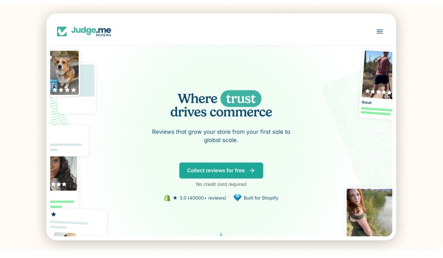 Page d’acceuil Judge.me