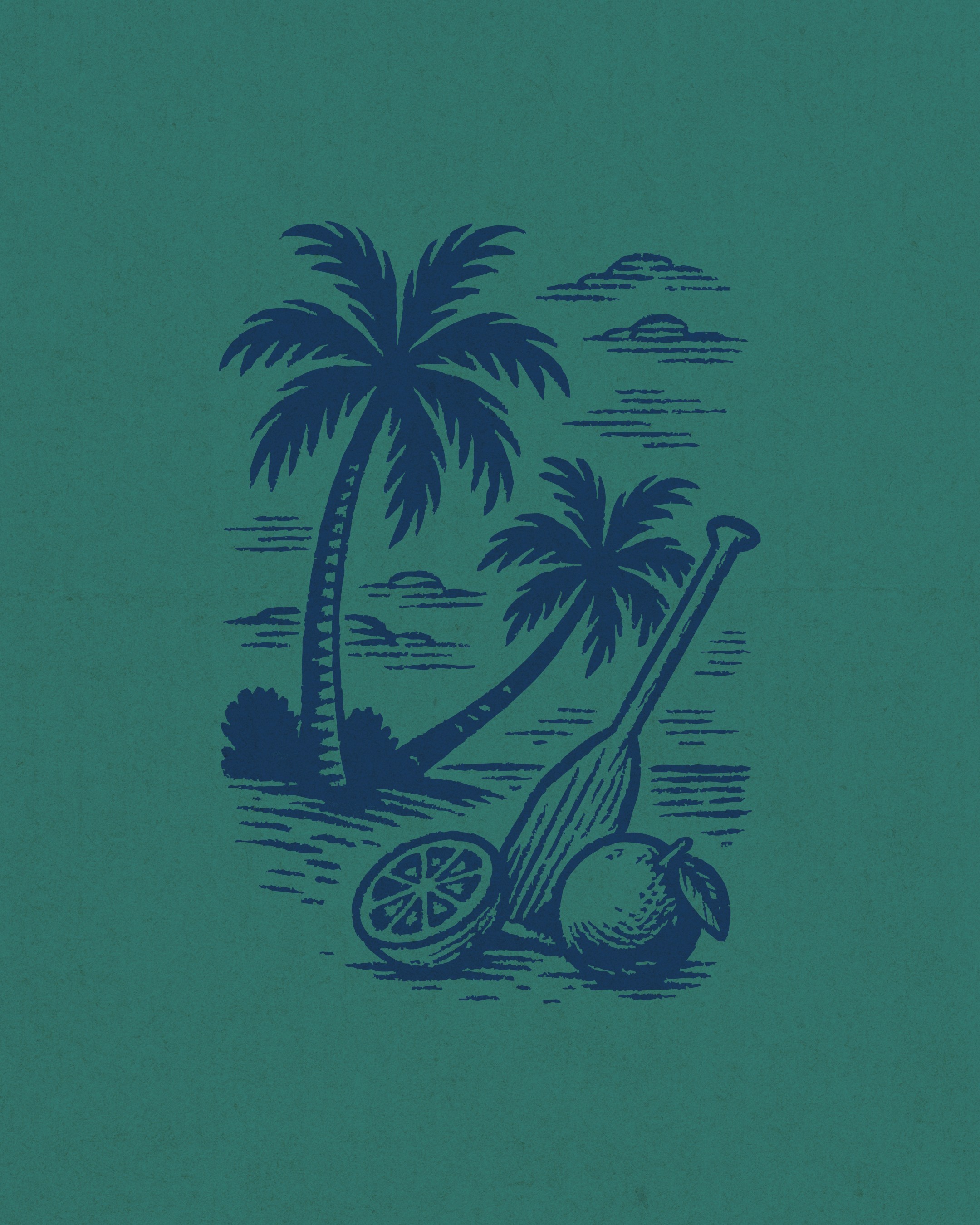 Bay Runner soap packaging with palm tree illustration