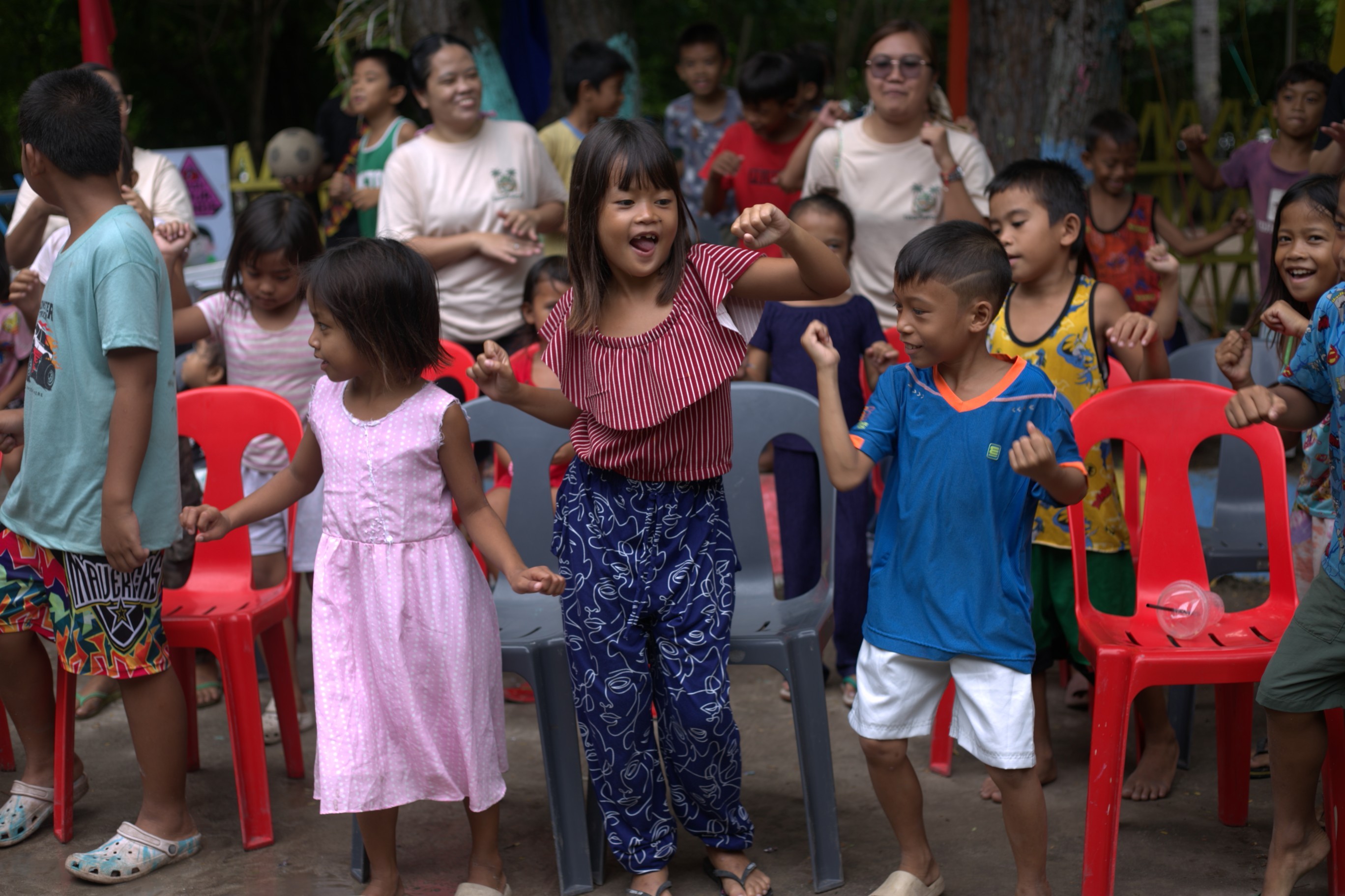 kids happily dancing