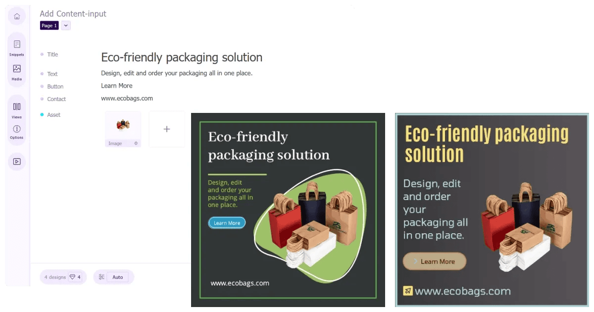 Template free designs for packaging solution generated using AI