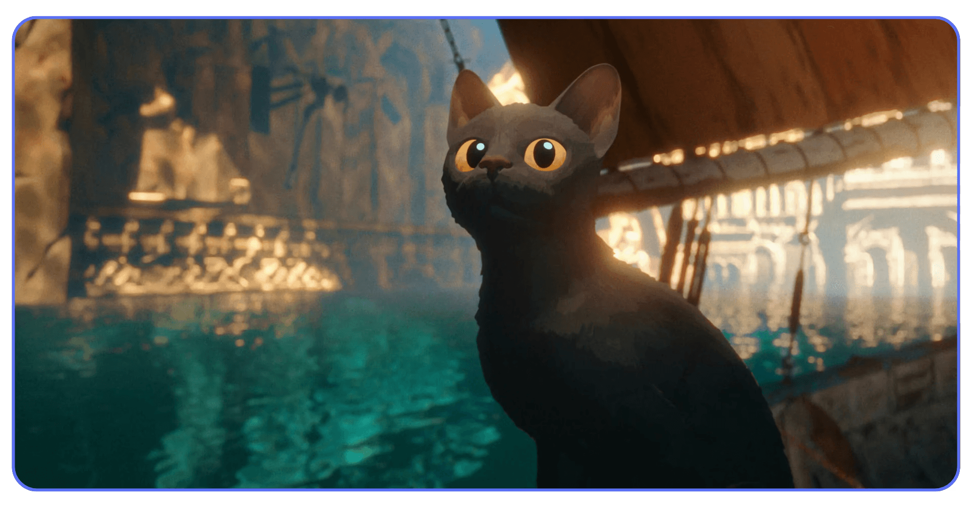 Cinematic shot from Flow, a dialogue-free animated film made with Blender