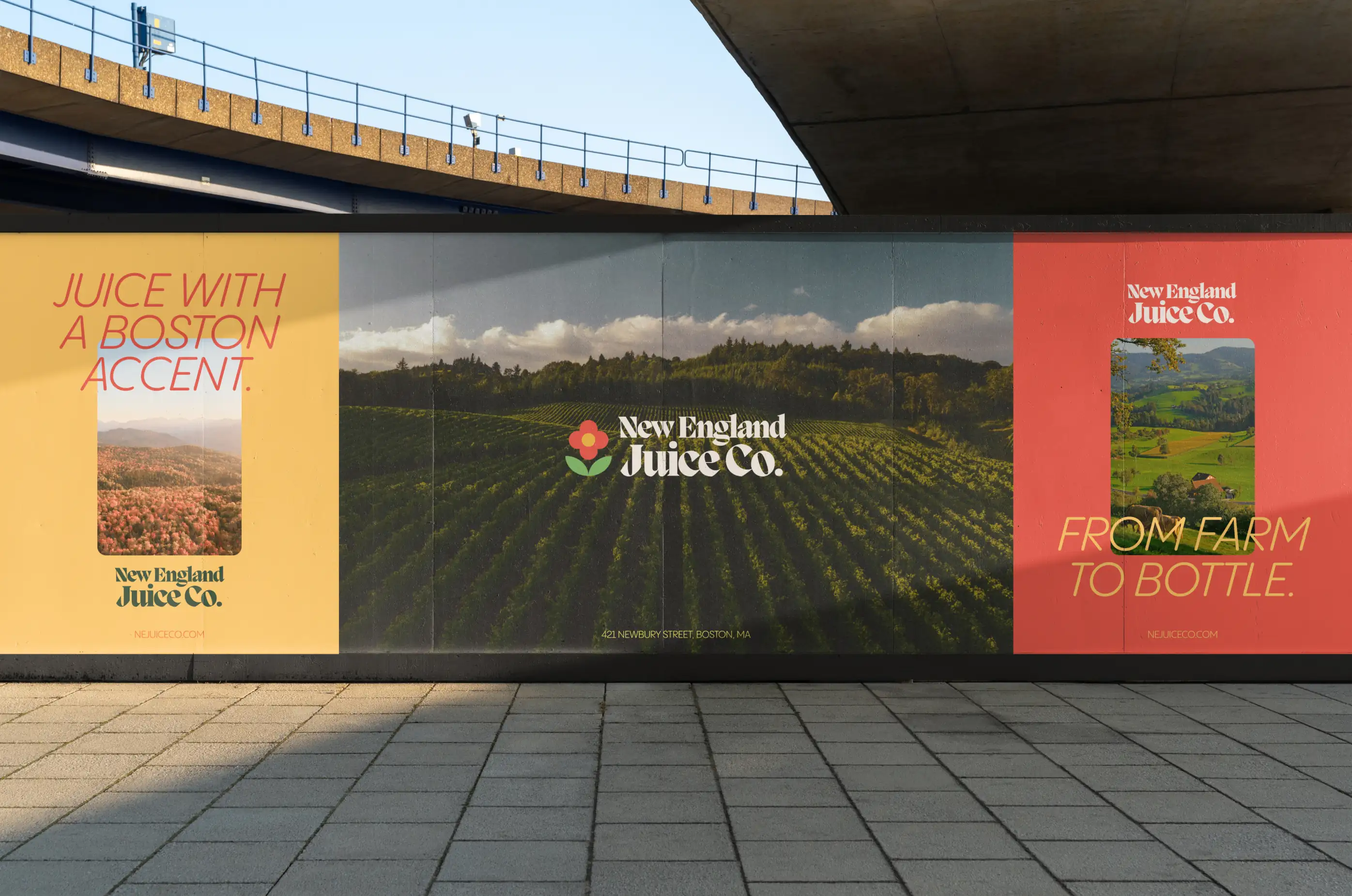 New England Juice Co. — Large billboard advertisement with juice campaign — Outdoor advertising