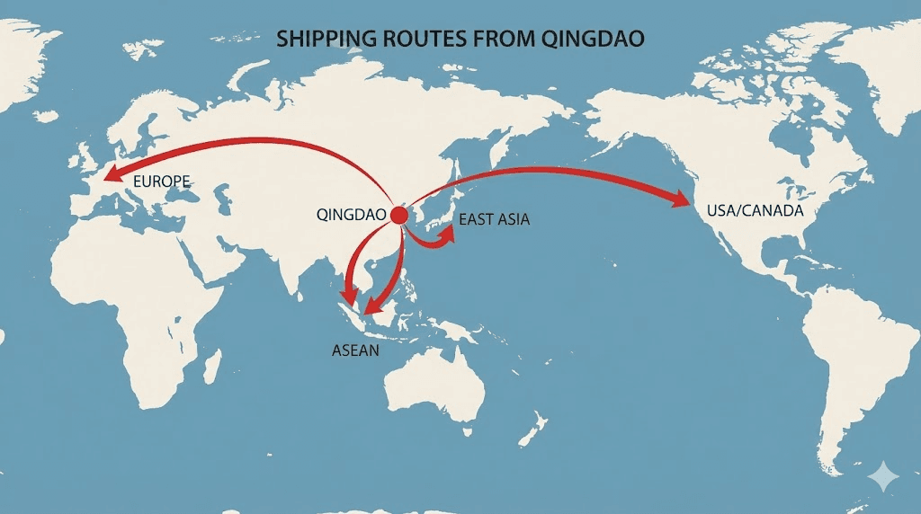 QSC Qingdao Sigma Chemical location map showing China peptide shipping routes