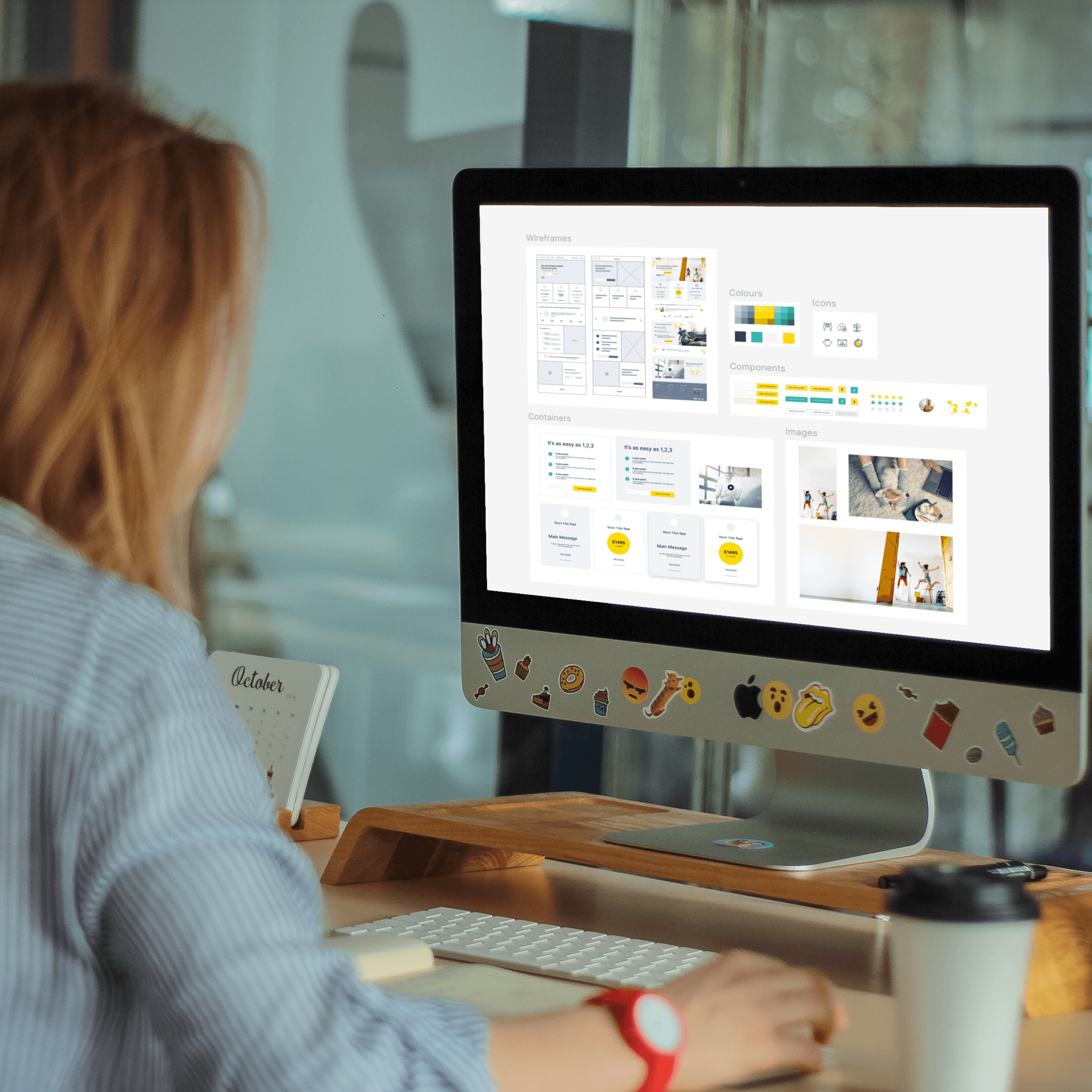 Person looking at large computer screen with full UI design suite available in figma