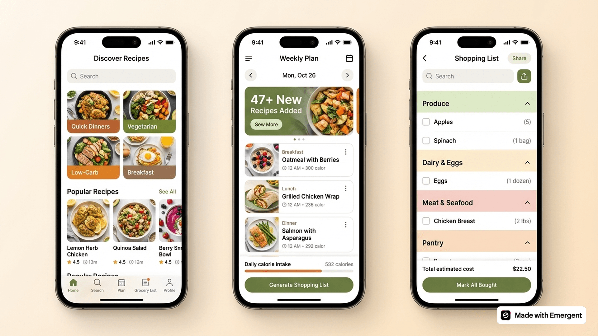 Meal Planning App Made with Emergent