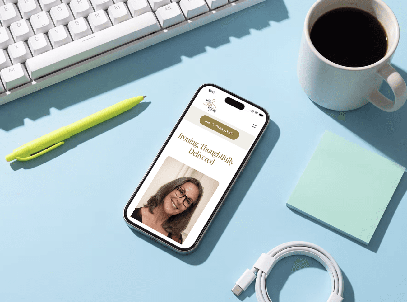 Mockup of website on phone