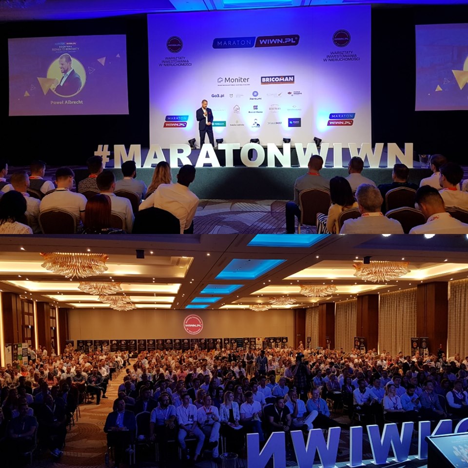 Paweł Albrecht jako prelegent na dużej konferencji biznesowej maraton wiwn