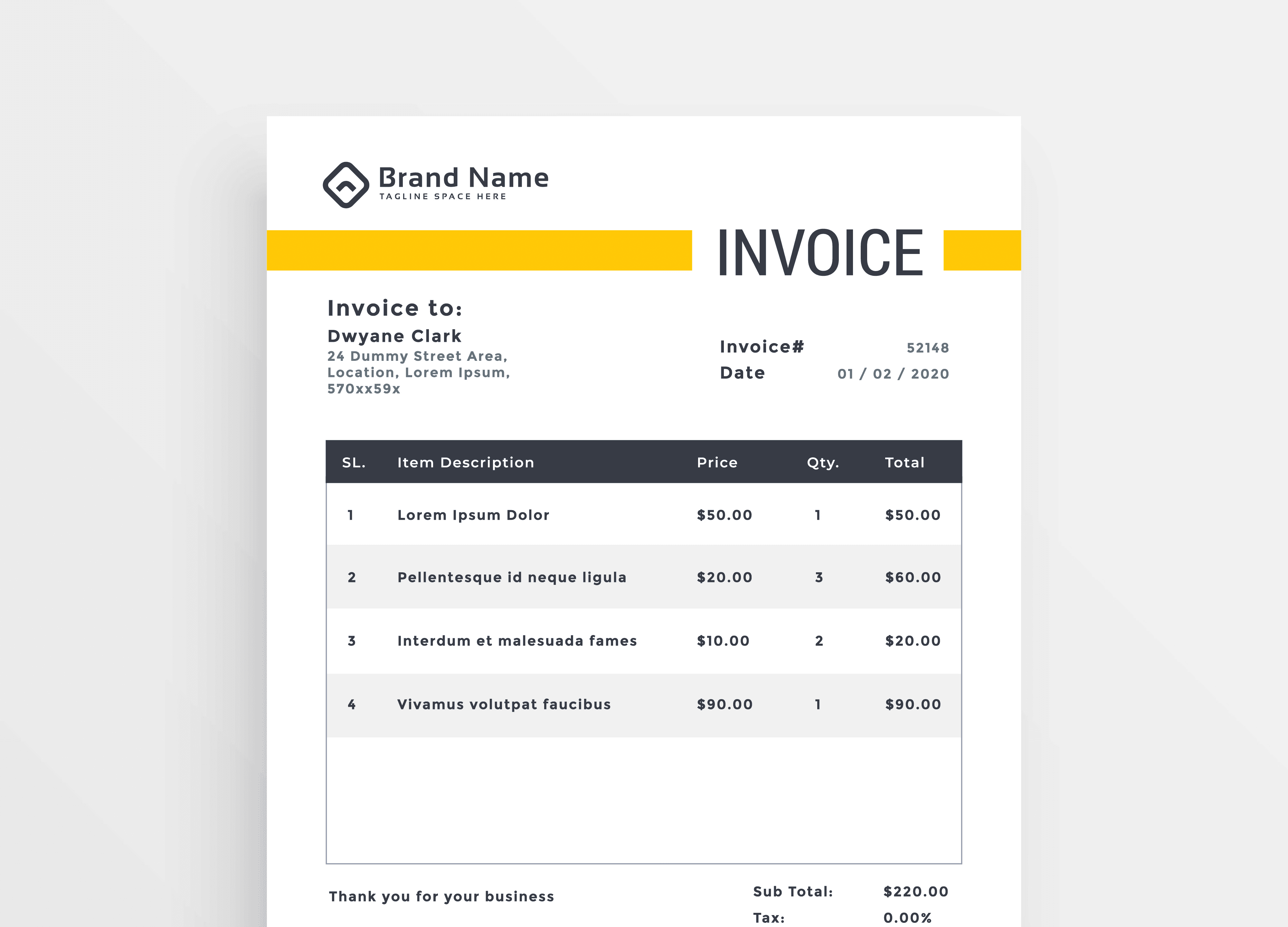 Sample invoice