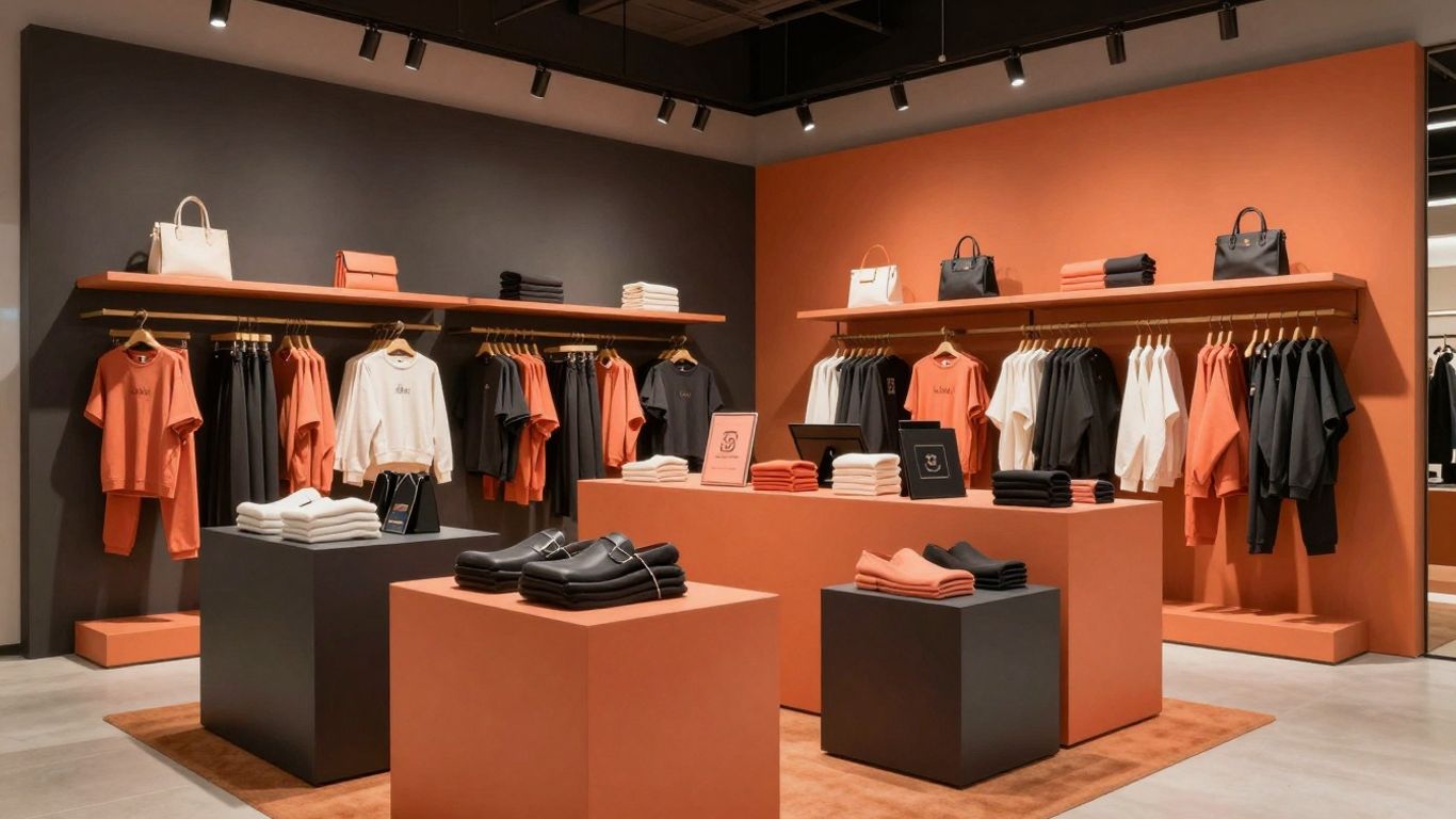 Modern pop-up shop interior with colorful displays.