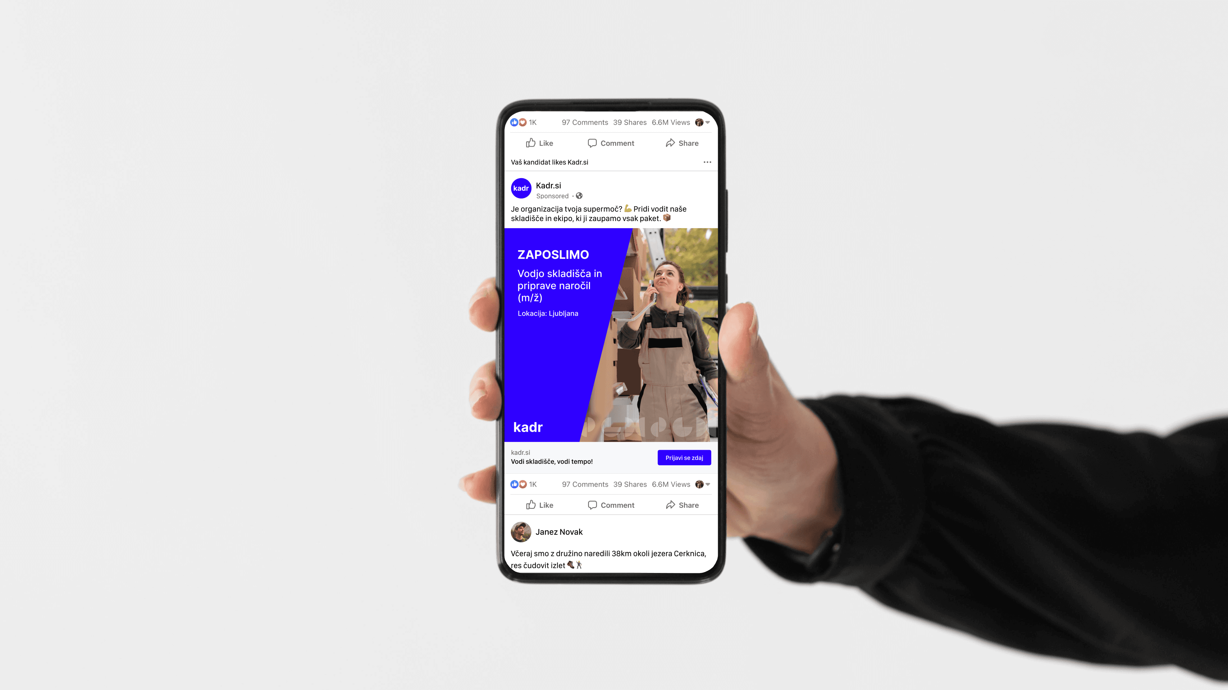 Facebook oglas za delovno mesto - iskanje kadra