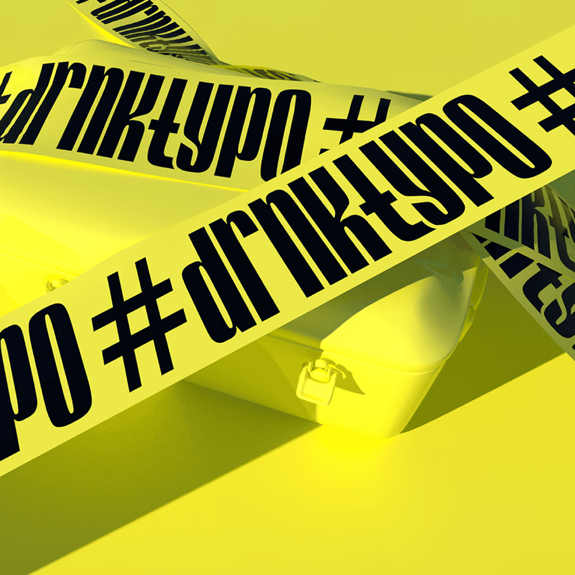 Bright red bottle cap cluster with embossed “Typo” logotype exploding forward