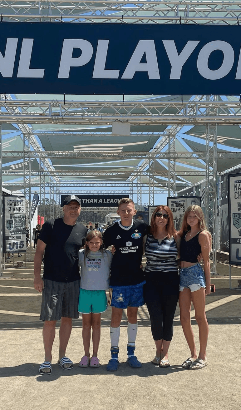 Family at soccer event