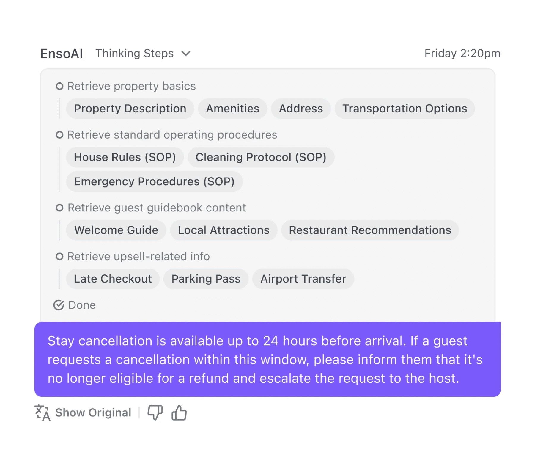 List of Thinking Steps for EnsoAI
