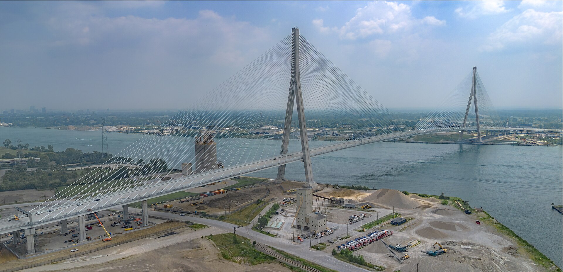 The Gordie Howe International Bridge, opened July 27, 2026 -- a second span for a corridor that carries about 30% of Canada-US truck trade. Source: Wikimedia Commons (CC0)