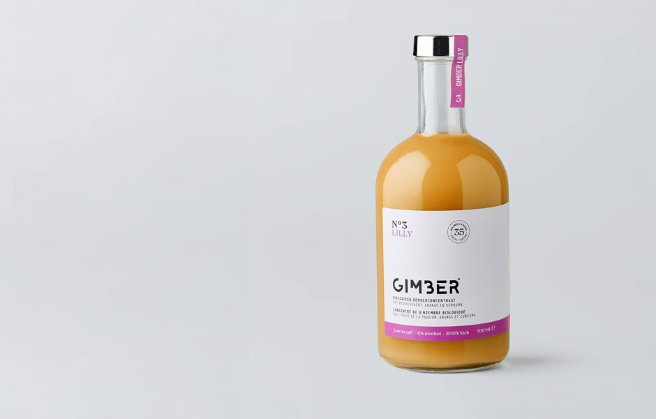 Gimber drink in a wide bottle