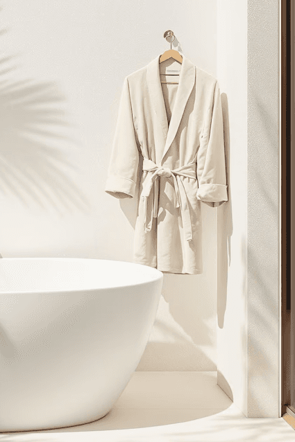 Soft white bath robes