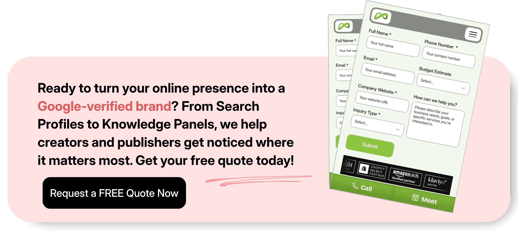 Call-to-action to request a free quote