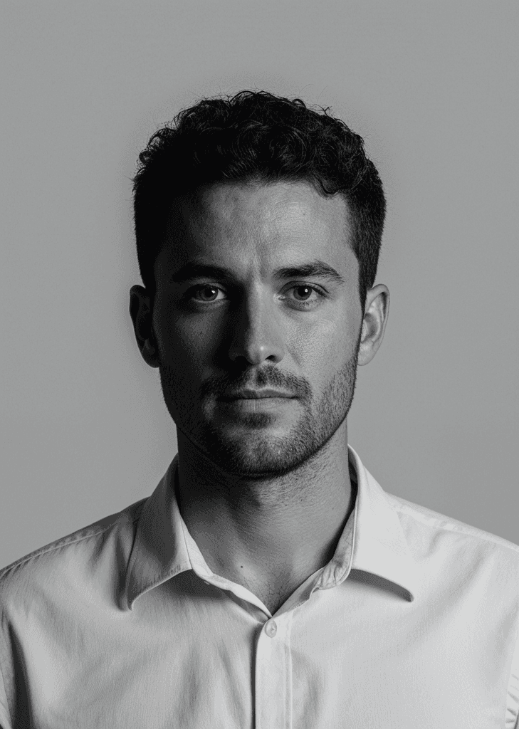 Black and white portrait of Alex Morgan, Founder and Designer at Solra