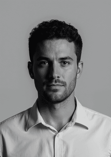 Black and white portrait of Alex Morgan, Founder and Designer at Solra