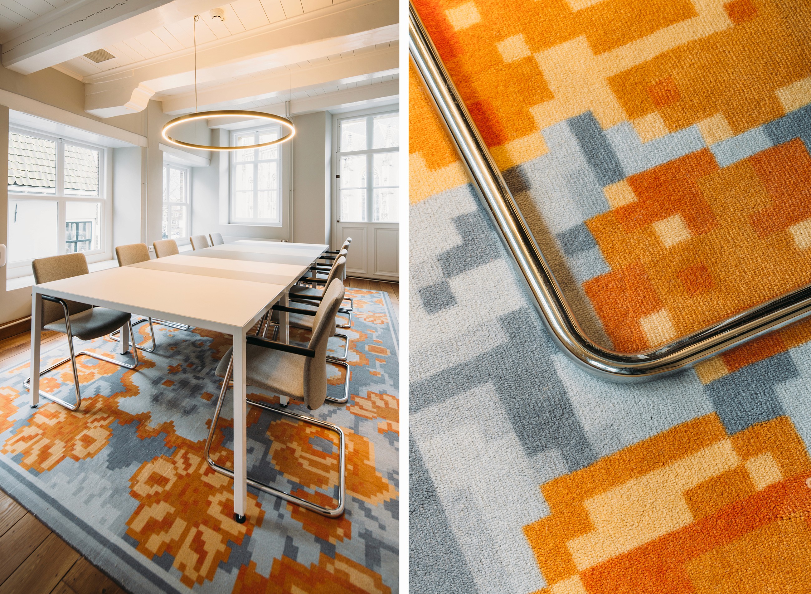 Interior photo of one of the meeting rooms inside the historical buildings connecting the city hall