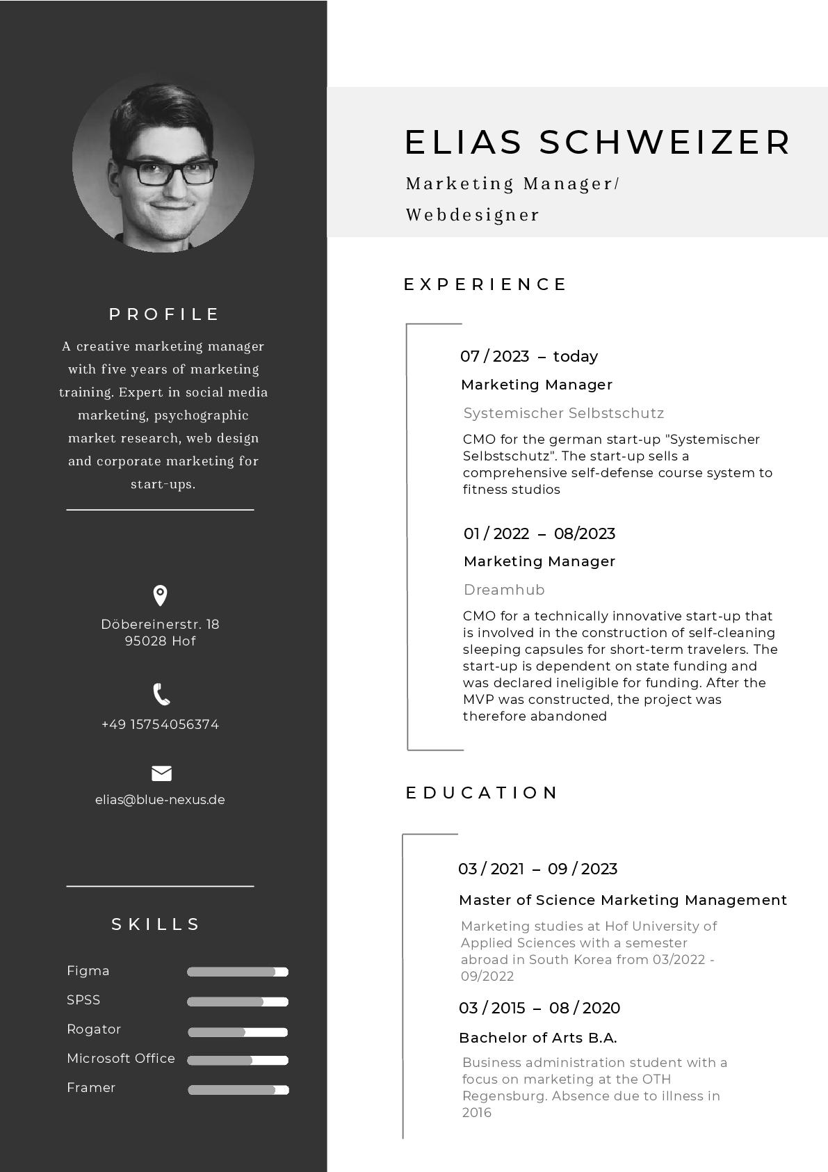 the CV of Elias Schweizer