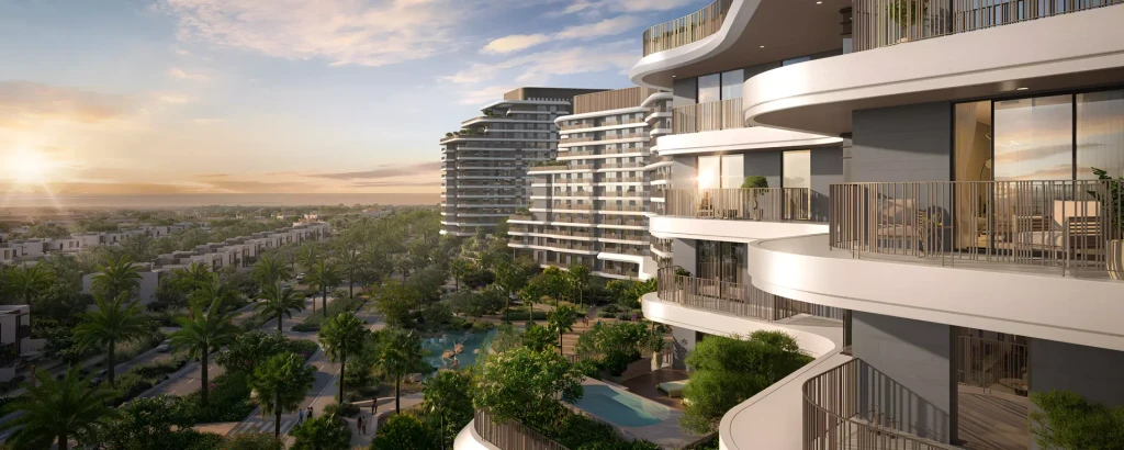 Teal at Verdes by Haven features a modern metal building with a large glass door.