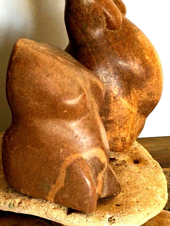 Goddess, 1994. Soapstone, river stones. by Barbara Walker.