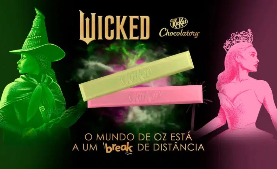 KitKat lança edição especial inspirada no filme Wicked em parceria com a Universal Pictures