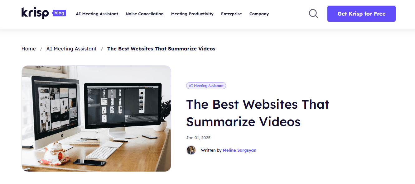 Krisp YouTube Video Summarizer