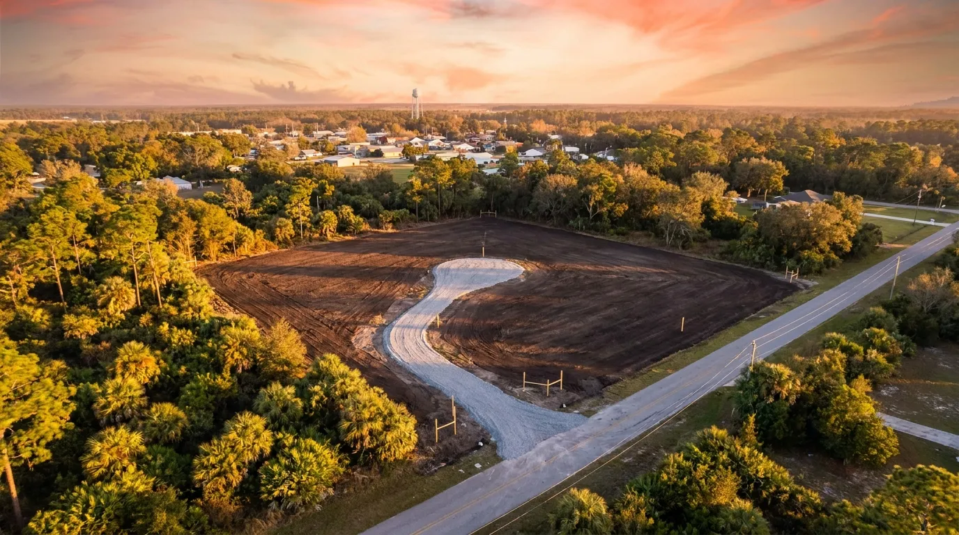 Aerial view of land development by RockN' Socials Digital Marketing Agency.