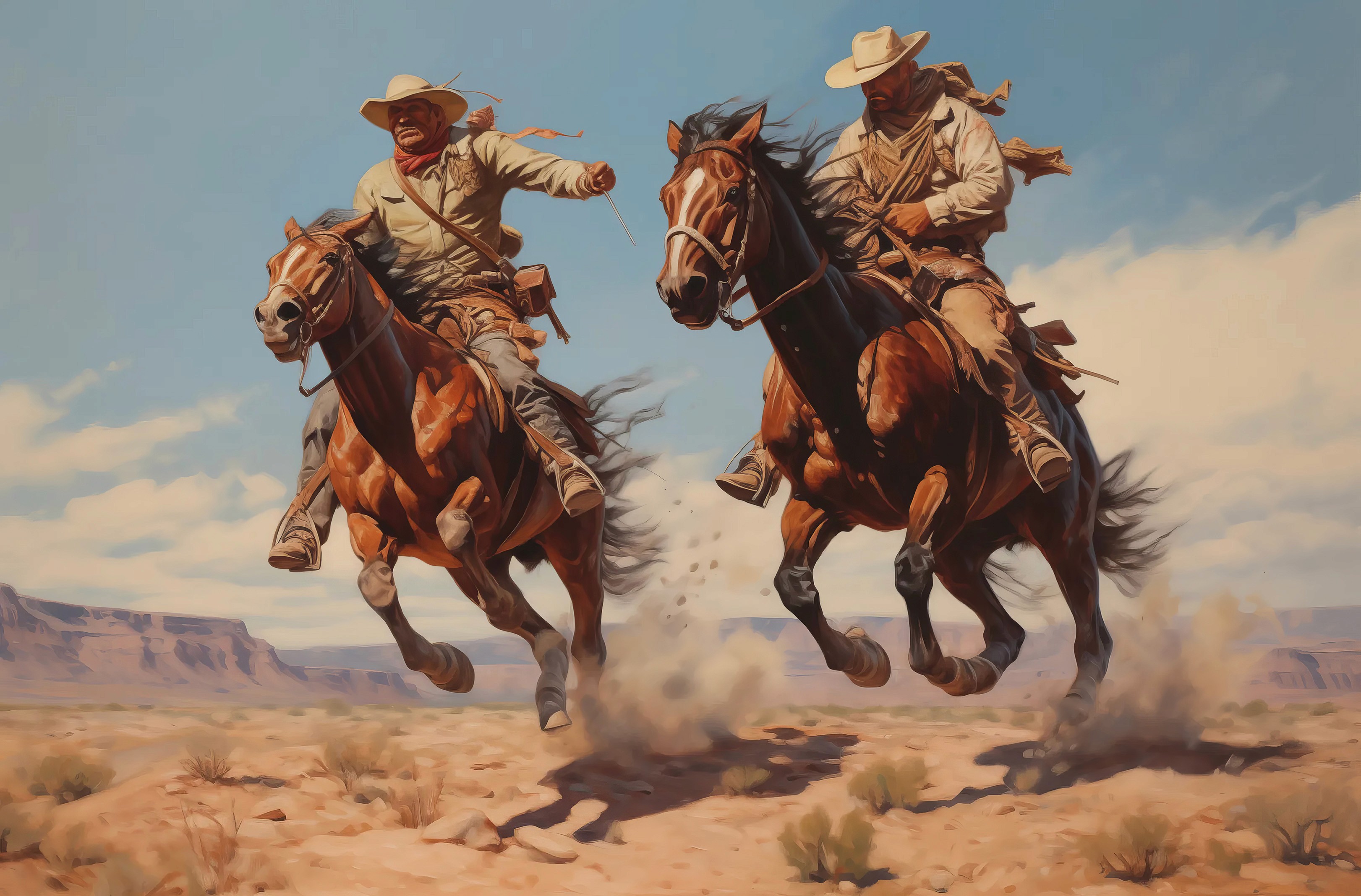 Folk Fable AI cowboy painting print